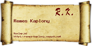 Remes Kaplony névjegykártya